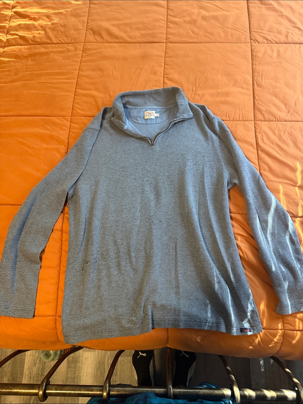 Faherty Men's Light Blue Quarter-Zip Knit Pullover